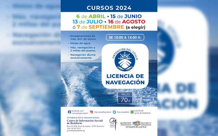 Juventud organiza cinco cursos para obtener la licencia de navegación y motos acuáticas